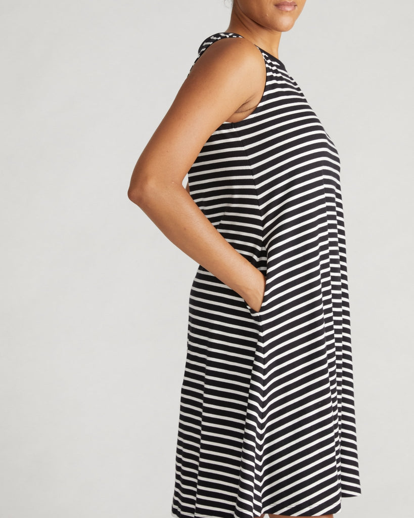 Bay Breton Stripe Sleeveless Dress - Black/White Stripe (00 - 40) - Hyperbole