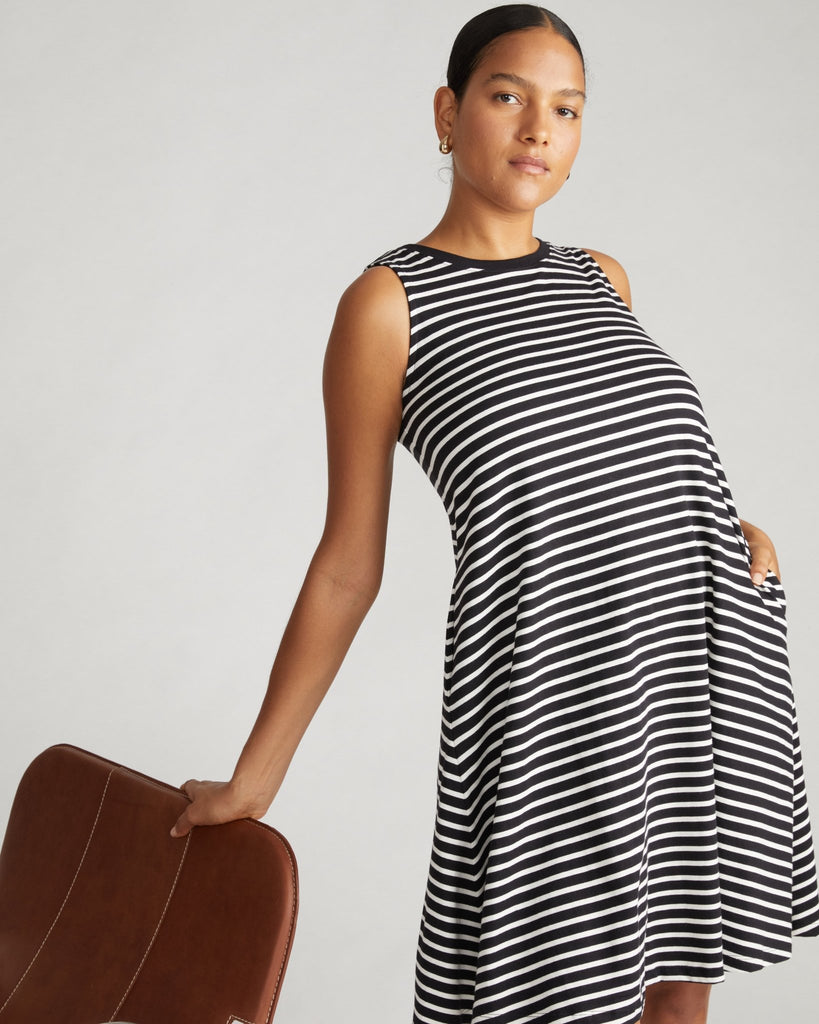 Bay Breton Stripe Sleeveless Dress - Black/White Stripe (00 - 40) - Hyperbole