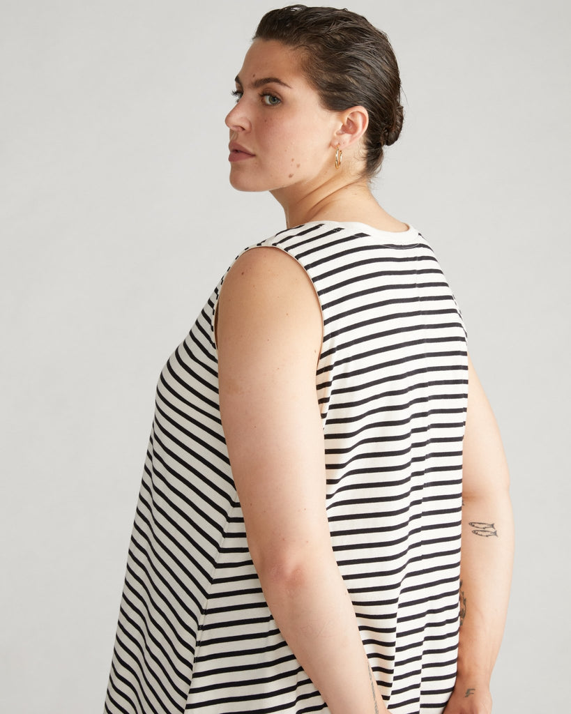 Bay Breton Stripe Sleeveless Dress - Ecru/Black Stripe (00 - 40) - Hyperbole