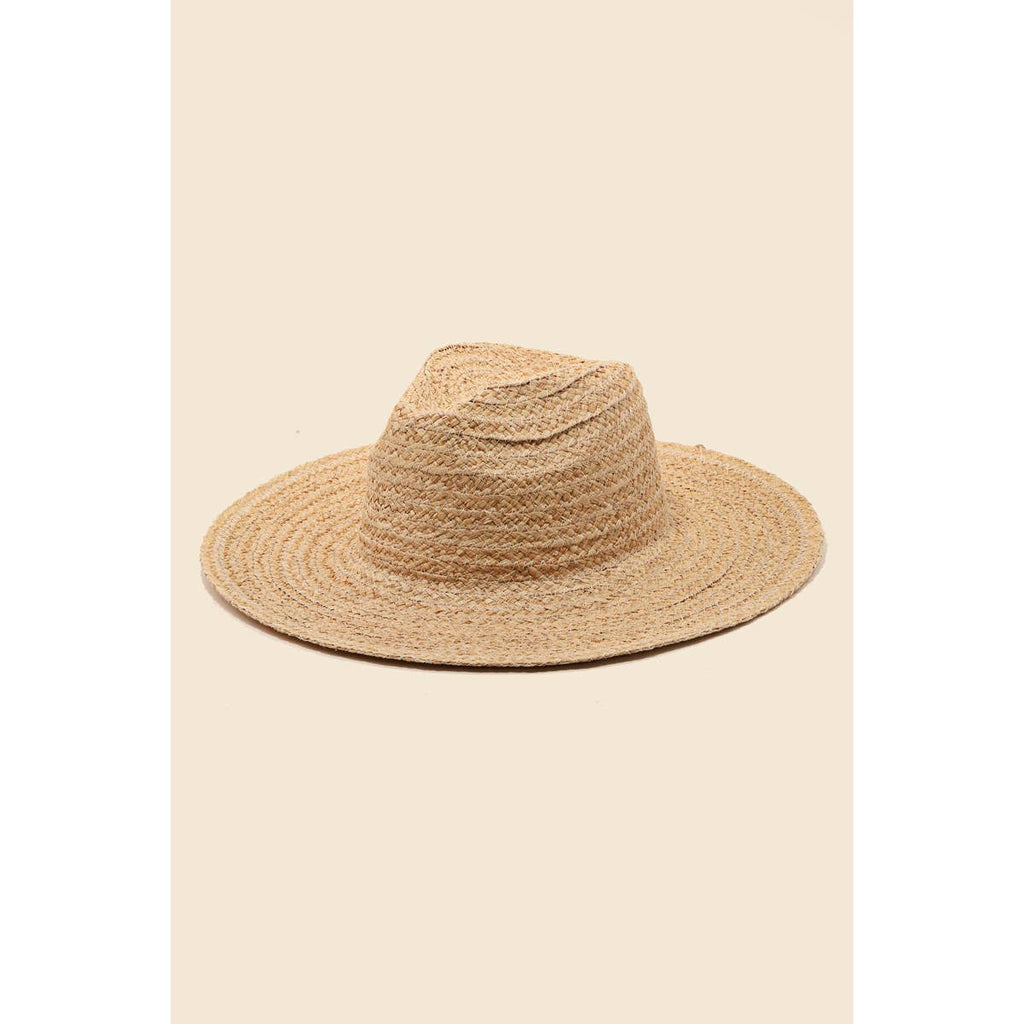 Marigold Straw Braided Flat Brim Sun Hat - Hyperbole