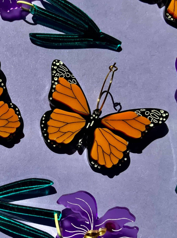 Monarch Butterfly Hoop Earrings - Hyperbole
