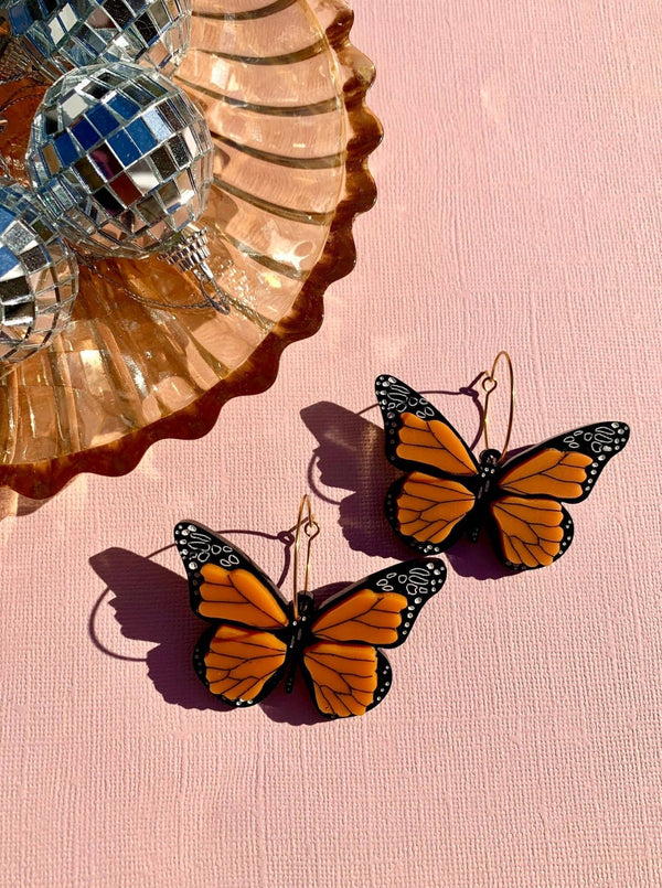 Monarch Butterfly Hoop Earrings - Hyperbole