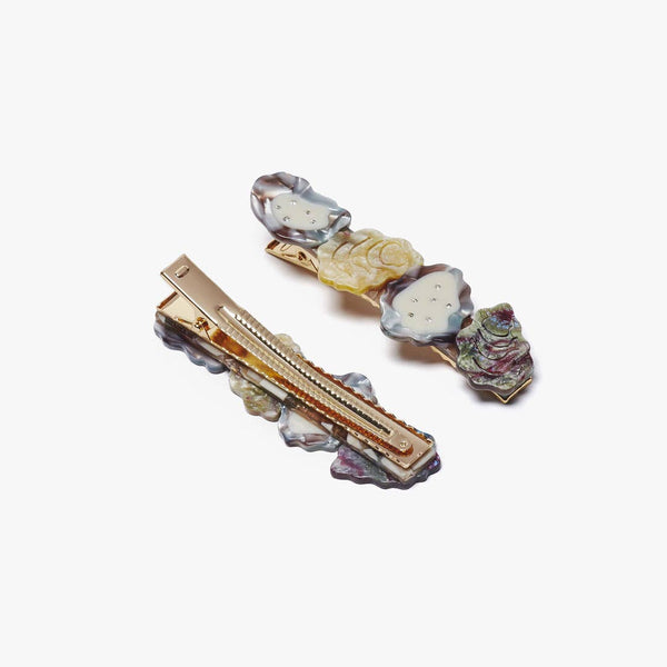 Oyster Shell Alligator Hair Clip with Rhinestones - Hyperbole