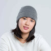 Simple Rib Knit Beanie - Black White - Hyperbole