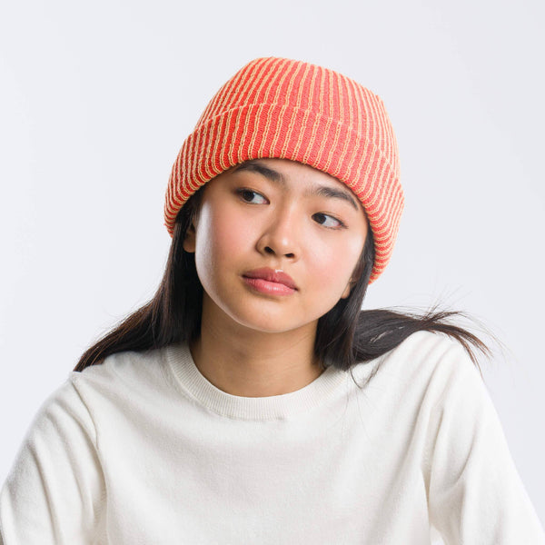 Simple Rib Knit Beanie - Camel Poppy - Hyperbole